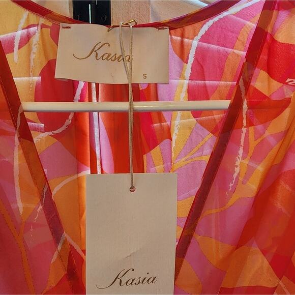 KASIA ROUCHED LAYERED MINI MULTI COLOR DRESS SIZE SMALL RETAIL $238 - Picture 3 of 7